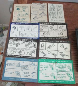 Vintage Plastic Keychain Puzzles 15 Different Instruction Sheets