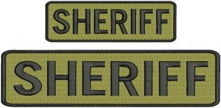 " Sheriff " Embroidery Patch 3x10 And 2x6 Inches Hook Coyote Tan