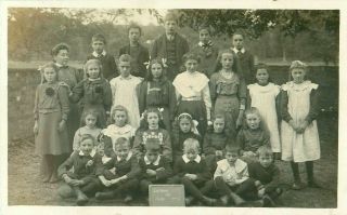 Rp Layham School Children Class Nr Hadleigh Real Photo Suffolk 1912