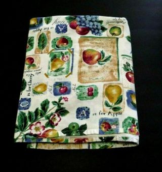 VTG Tablecloth Cotton Fabric Fruit Theme Apple Pear Cherries 52 