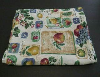 VTG Tablecloth Cotton Fabric Fruit Theme Apple Pear Cherries 52 