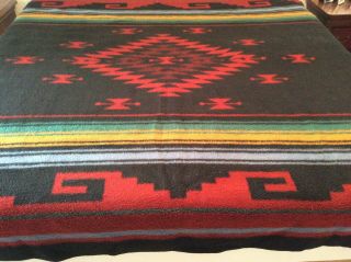 Vintage Biederlack West Germany Reversible Blanket Aztec Southwest Red Black 5