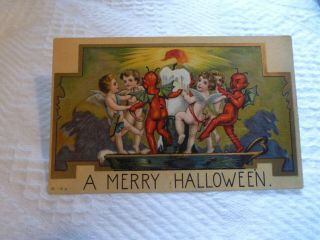 Vintage Halloween Postcard - Scarce - Truly Exciting & Unique Very