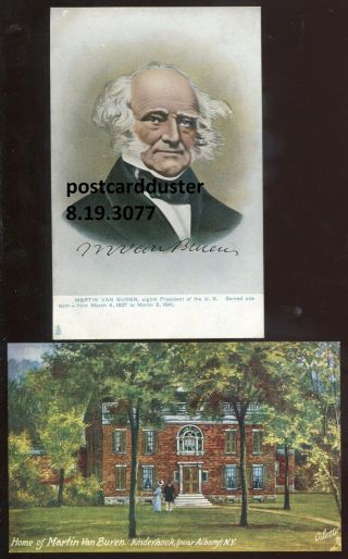 3077 - Martin Van Buren 1910s 8th Us President & His House Set Of 2 By Tuck