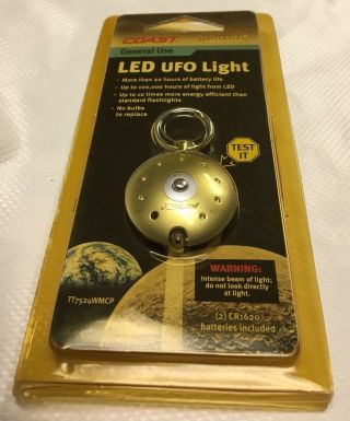 Led Ufo Keychain Light Nip Htf Flash Dark Alien Shine Zipper Pull Fun