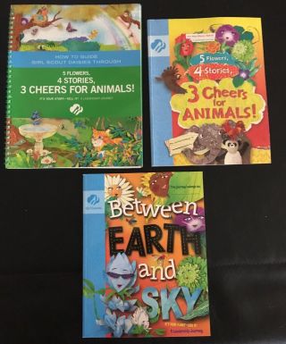 3 Daisy Scout Books 3 Cheers For Animals Story & Leader Between Earth & Sky
