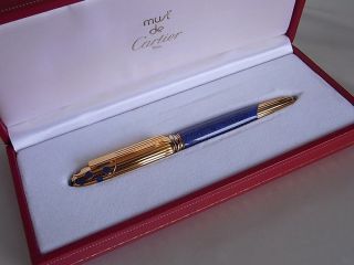 Panthere de Cartier Fountain Pen Gold Plated and Blue lacquer 12