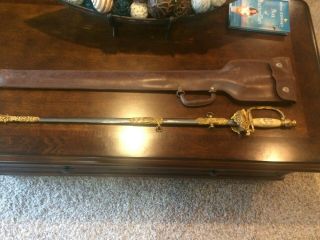 Antique Odd Fellows Ceremonial Sword With Scabbard,  Late 1800 