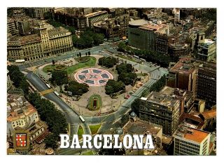 Barcelona Spain Postcard Cataluna Square Aerial View City Center Placa Plaza