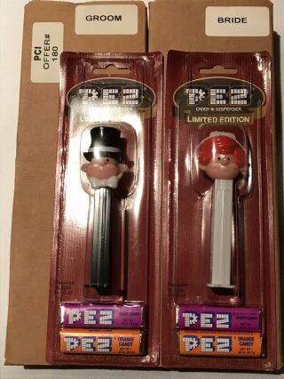 Pez Bride And Groom On Cards Mail Order (2001) With Orginal Boxes