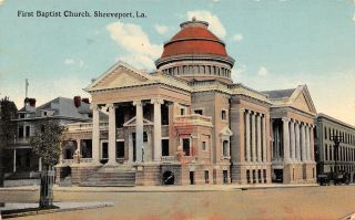 Shreveport Louisiana First Baptist Church House Next Door Business 1912 Postcard