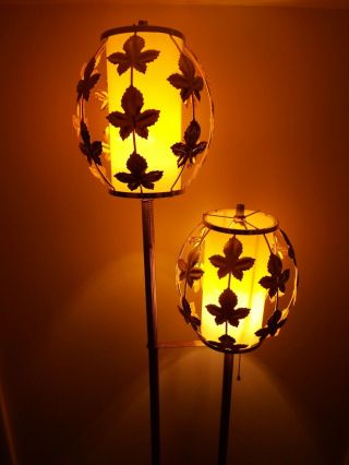 2 Light Stand Floor Lamp Mid Century Leaf Brass Retro Vintage Hollywood Regency 3