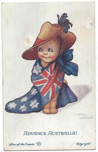Flora White Advance Australia,  Ww1 Patriotic Postcard Postally 1916