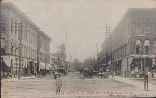 Albion N.  Y Bank Street East From Main Postcard
