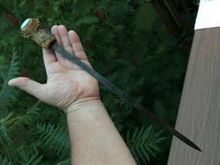 Antique Civil War Era Crown Stag & Silver Sword / Dagger For Cane,  Walking Stick
