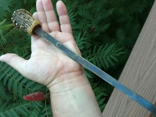 Antique Civil War Era Crown Stag & Silver Sword / Dagger for Cane,  Walking Stick 7