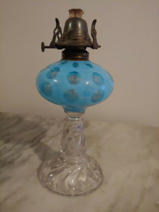 Blue Opalescent Polka Dot Stand Lamp