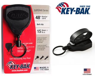 Key - Bak Super48 Retractable Key Holder Leather Belt Loop Heavy Duty 48” Cord