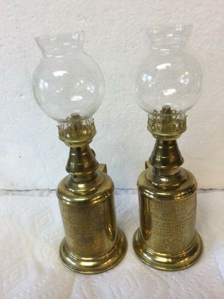 Pair Antique French Brass Pigeon Oil Lamps Lampe - Olympe Veritable 1860