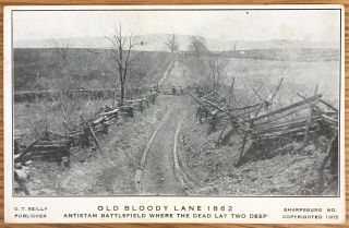 Sharpsburg Maryland Old Bloody Lane 1862 Antietam Battlefield Postcard 274
