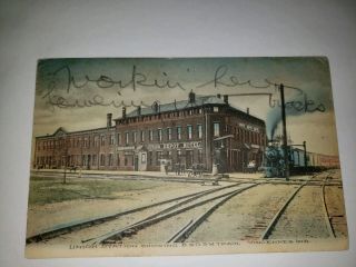 C.  1910 Union Station Showing B & O S.  W.  Train,  Vincennes,  Indiana " Post Card