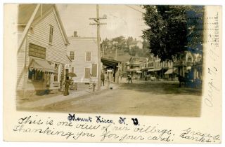 Mount Kisco Ny - View Up Main Street - Rppc Postcard Barber Pole Mt