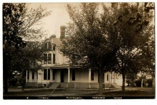 Ne Nebraska Harvard S.  Farney Residence House Home Clay County Postcard Rppc