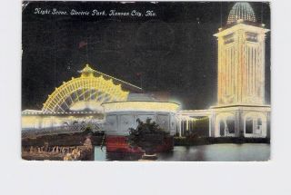 Antique Postcard Missouri Kansas City Electric Park Night Scene