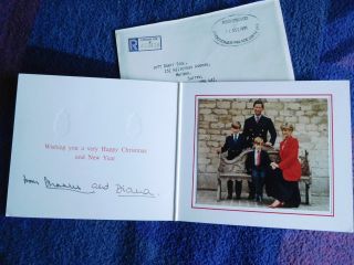 Princess Diana And Prince Charles Hand Signed Royal Christmas Card 1991