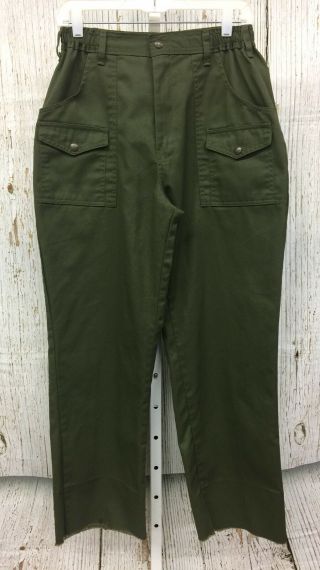 Boy Scout Official Uniform Pants (sz 32h) Olive Green Cargo Pants Husky
