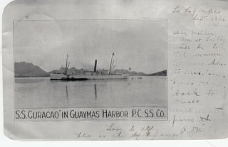 Guaymas,  Mexico,  1901 - 07 ; S.  S.  Curacao In Harbor ; Aluminum Postcard