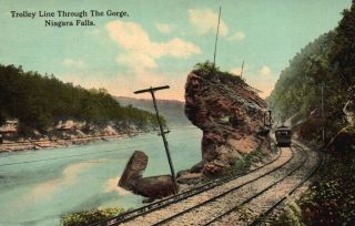 Niagara Falls,  Ny,  Trolley Line Through The Gorge,  Vintage Postcard G5587