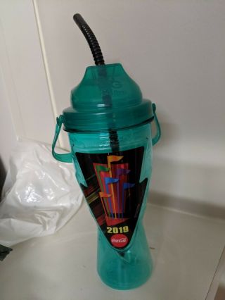 Six Flags 2019 Souvenir Drink Cup Teal Bottle Unlimited 99 Cent Refills