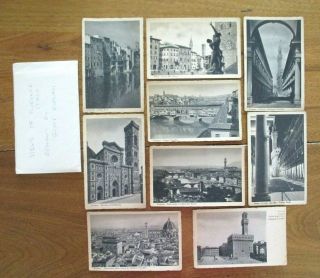 9 Vintage Postcards Florence,  Italy 1942 - Rizzoli,  Gino Innocenti & Figli