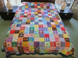 Outstanding Vintage Signed,  Dated Hand Pieced & Sewn Hawaiian Theme Quilt Top