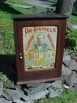 Early 20thc Dr Daniels Veterinary Medicine Store Advertising Wall Cabinet