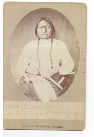 Sitting Bull 1882 Cabinet Card,  By Bailey,  Dix & Mead