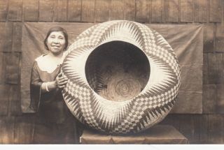 Rp; Yosemite,  California,  1910s; Indian Woman With Woven Basket 2