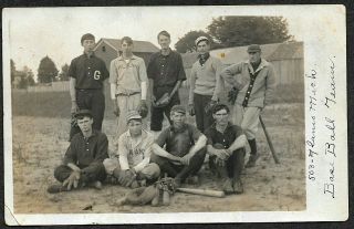 Alamo Michigan,  City Baseball Team,  1908 Rppc Postcard