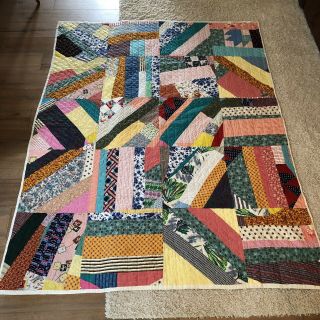 Vintage Handmade Patchwork Quilt Hand Quilted Queen Size