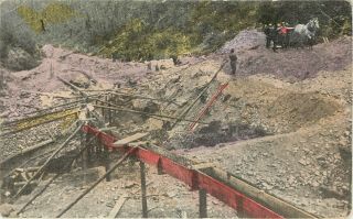 Vintage Postcard Australian Gold Mining Flume Posted 1910 R.  P.  O.  Australia