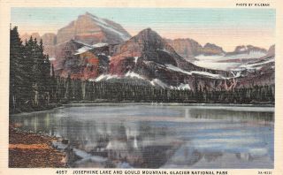 Q23 - 0043,  Josephine Lake And Gould Mtn. ,  Glacier Natl Park,  Mont. ,  Postcard.