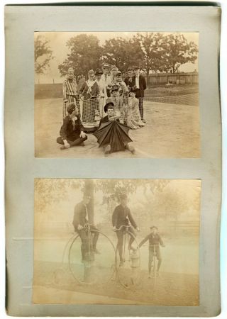 ALBUMEN PHOTOGRAPH MEN WITH VELOCIPEDE OR PENNY FARTHING BICYCLE 1880 ' S 2