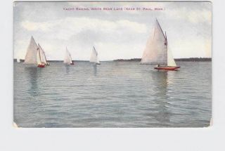 Antique Postcard Minnesota St Paul White Bear Lake Yacht Racing Vo Hammon Publis