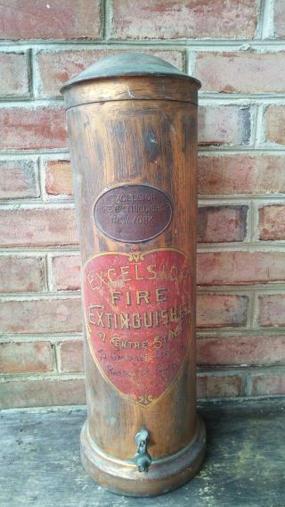 Vintage Excelsior York Antique Fire Extinguisher 41 Centre St Firefighting