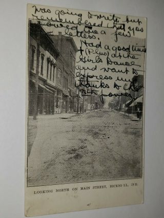 1908 " Looking North On Main Street,  Bicknell,  Indiana " Post Card