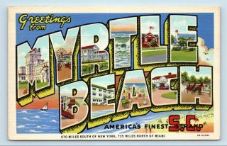 Greetings From Myrtle Beach South Carolina Large Letter Postcard - Amusement
