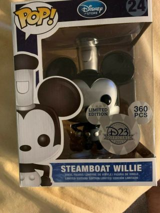 D23 2011 9 Inch Metallic Steamboat Willie Funko Pop 24 Limited Edition 360