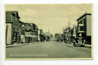 Canada,  Quebec,  Vintage Postcard,  Lac - Mégantic,  Main Street View,  Cars,  Signs