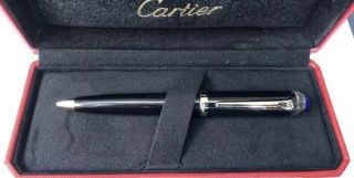 Cartier Roadster Ball Point Pen With Silver Plated Trim And Blue Cabochon Low $$ 3